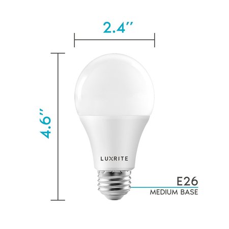 Luxrite A19 LED Light Bulbs 15W (100W Equivalent) 1600LM 4000K Cool White Dimmable E26 Base 16-Pack LR21442-16PK
